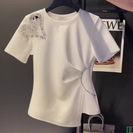 韩系白色刺绣短袖针织衫女夏季小个子高腰显瘦百褶半身裙两件套装