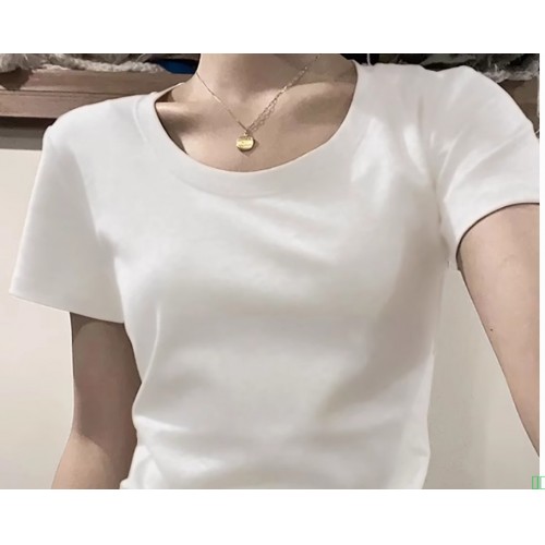 烟灰色t恤女短袖夏季2025新款洋气修身百搭体恤韩版显瘦v领上衣潮