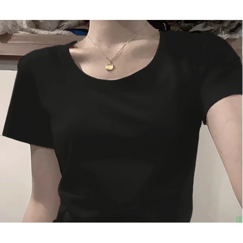 烟灰色t恤女短袖夏季2025新款洋气修身百搭体恤韩版显瘦v领上衣潮