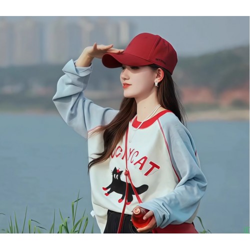 超好看蝴蝶结印花正肩短袖t恤女夏季撞色圆领多巴胺独特漂亮上衣