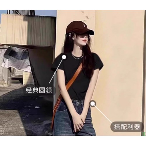 欧货白色纯棉设计感正肩短袖t恤女2025夏新爆款洋气宽松百搭上衣