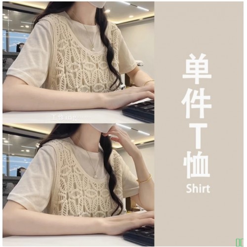 iiiamX正肩白色圆领短袖t恤女新款打底内搭修身显瘦上衣2025夏季