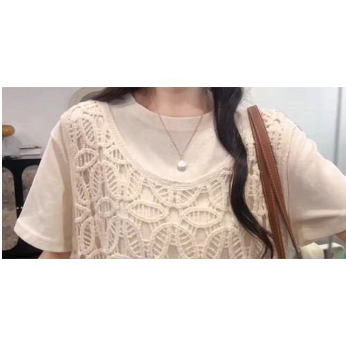 iiiamX正肩白色圆领短袖t恤女新款打底内搭修身显瘦上衣2025夏季