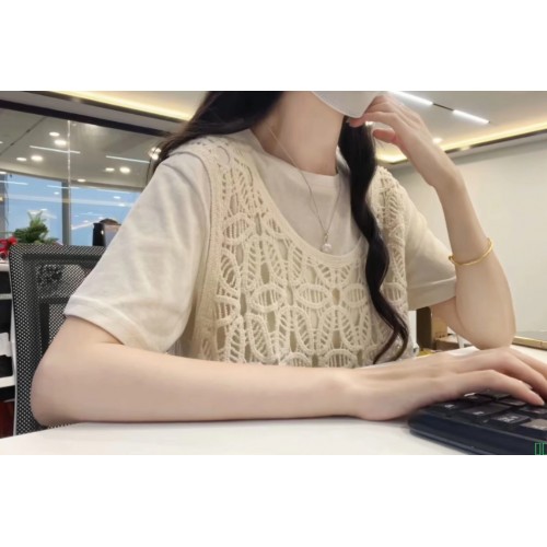 iiiamX正肩白色圆领短袖t恤女新款打底内搭修身显瘦上衣2025夏季