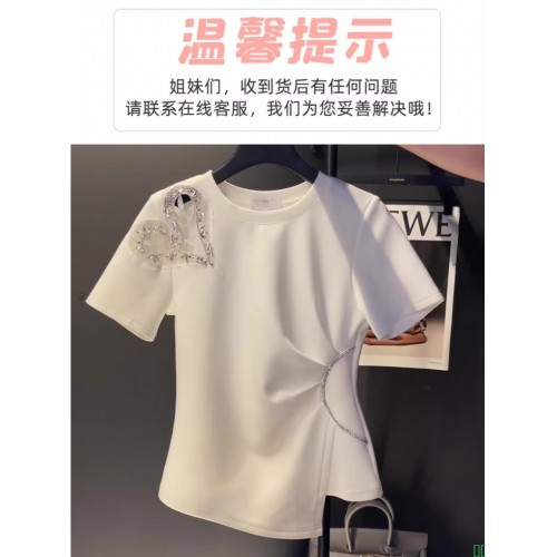 韩系白色刺绣短袖针织衫女夏季小个子高腰显瘦百褶半身裙两件套装