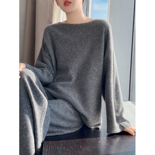 两件套针织阔腿裤