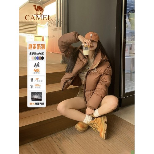 骆驼黑钻3.0羽绒服女短款冬季新款保暖防风连帽羽绒衣面包服外套