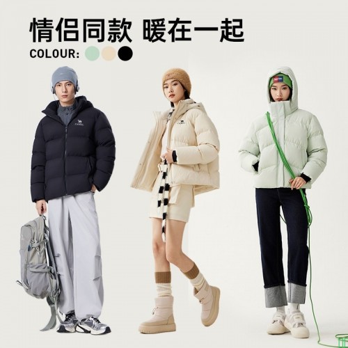 骆驼女装三防羽绒服短款加厚冬季新款防寒保暖连帽羽绒外套面包服
