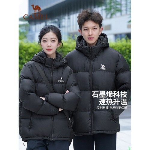 骆驼女装短款羽绒服2025冬季新款情侣男女加厚宽松连帽面包羽绒服