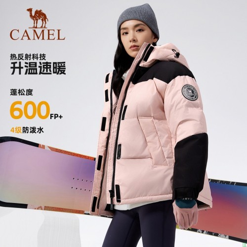 骆驼女装羽绒服加厚2025冬季男女同款保暖防寒连帽羽绒外套面包服
