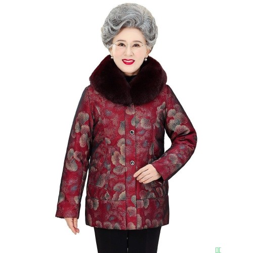 罗蒙老年人白鹅绒老年人羽绒服女外穿冬季奶奶大码加厚老太太外套-淘宝网