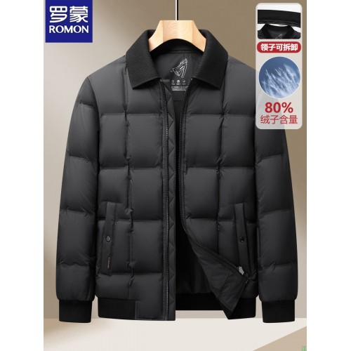 罗蒙品牌中年男装爸爸羽绒服2025新款冬季加厚中老年防寒保暖外套-淘宝网