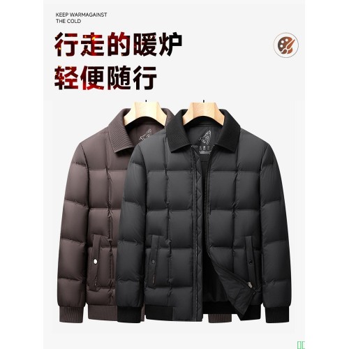 罗蒙品牌中年男装爸爸羽绒服2025新款冬季加厚中老年防寒保暖外套-淘宝网