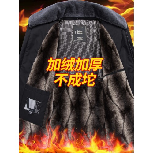 啄木鸟男士羽绒服翻领加绒加厚冬季中老年人短款爸爸冬装保暖外套-淘宝网