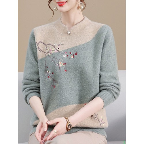 2025新款妈妈秋冬装毛衣女洋气打底衫上衣服中老年春秋季加绒套装