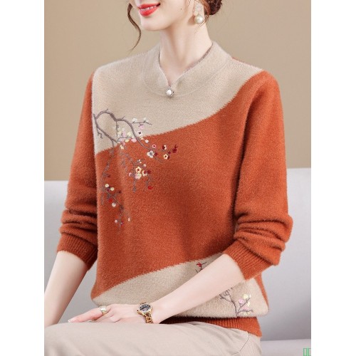 2025新款妈妈秋冬装毛衣女洋气打底衫上衣服中老年春秋季加绒套装