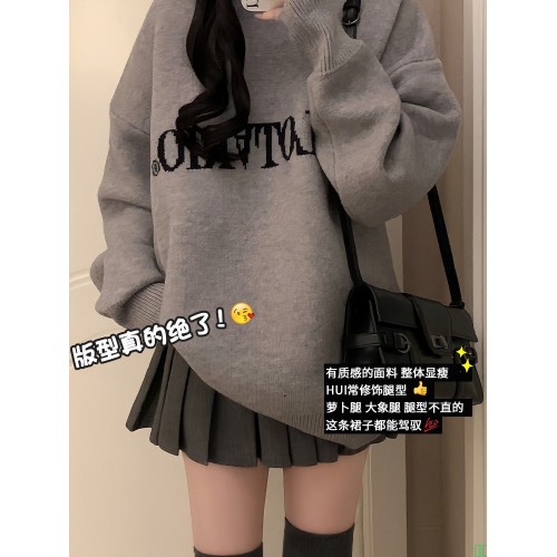 灰色毛呢半身裙女春秋冬季2026新款高腰显瘦a字防走光百褶jk短裙