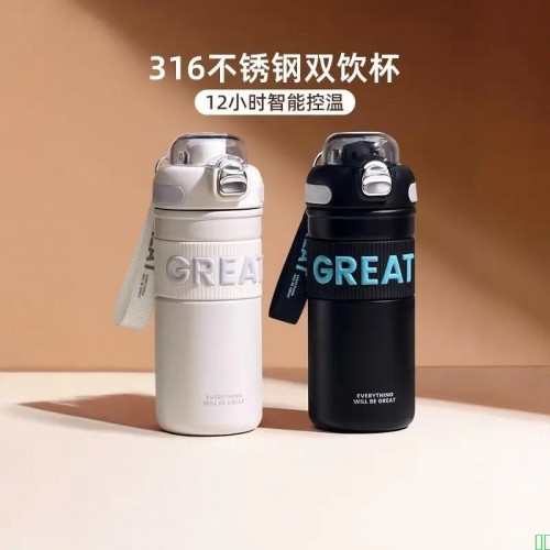 MGXEK德国儿童保温杯316不锈钢小学生上学专用大容量便携直饮杯_橄榄绿575ML【图片_价格_品牌_报价】