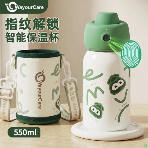 WayourCare指纹水杯儿童保温杯密码智能解锁316L学生专用安全吸管杯550ml_指纹水杯【图片_价格_品牌_报价】