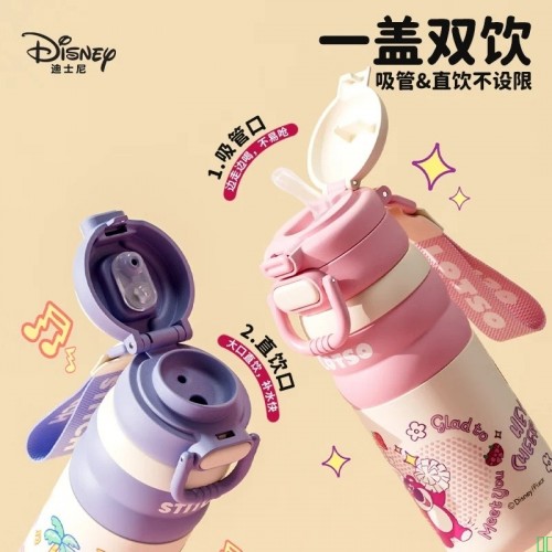 迪士尼（Disney）儿童水杯学生保温杯直饮杯不锈钢杯子大容量运动水杯随手杯礼物_草莓熊_480ml_【双饮杯】【图片_价格_品牌_报价