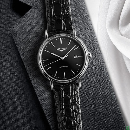 浪琴（LONGINES）瑞士手表_时尚系列_男士皮带机械表_L49214522新年礼物_黑色哑光38.5mm【图片_价格_品牌_报价】