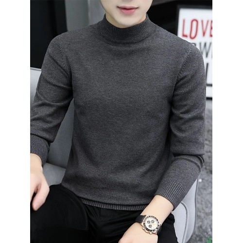 宾色半高领毛衣男冬款纯色休闲加绒加厚保暖打底衫修身秋冬针织衫男装_【半高领】深灰色_XL_【合适120-140斤】【图片_价格_品牌_报价】