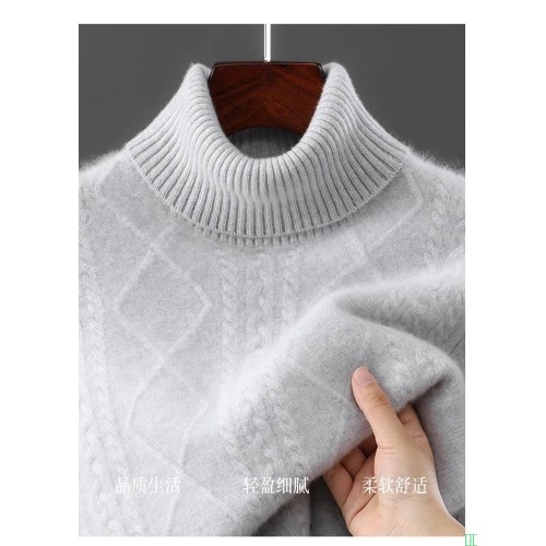 皮尔卡丹品牌高领羊绒衫男特级100%纯山羊绒双股加厚纯色提花高档毛衣打底_浅灰色_高档礼盒礼袋包装_XL_【推荐体重150-170斤】【图片_价格_品牌_报价】