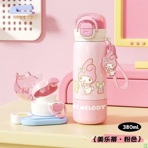 BIBK儿童保温杯小学生上学专用2025新款女孩一年级双饮吸管水壶幼儿园_【母婴级316内胆】美乐蒂粉380ml_一杯三饮【图片_价格_品牌_报价】