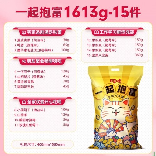 【百草味零食礼包】百草味一起抱富休闲零食大礼包1613g超3斤送女友儿童年货节员工团购送礼【行情_报价_价格_评测】