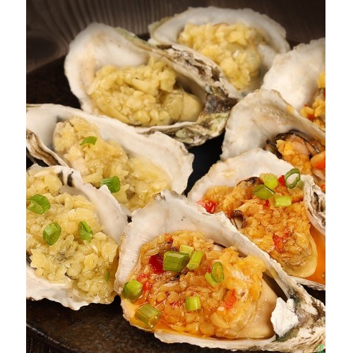 珍星鲜流沙海鸭咸蛋黄蒜蓉酱蒜香椒盐粉桂花蜜酱烤生蚝烧烤辣椒蒜