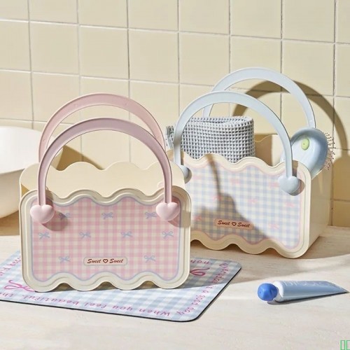 多巴胺少女提篮洗澡家用宿舍大容量洗漱用品收纳手提洗浴篮子