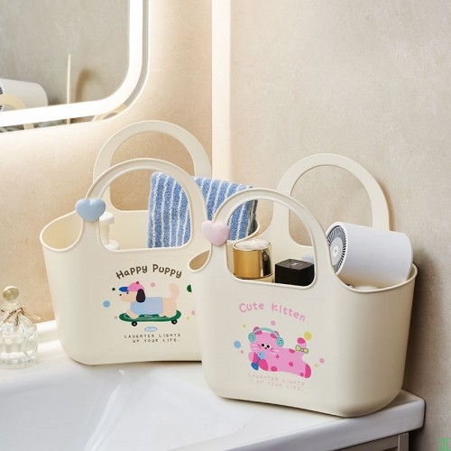 可爱手提沥水洗澡提篮浴室收纳大容量卫生间洗漱用品学生宿舍浴筐