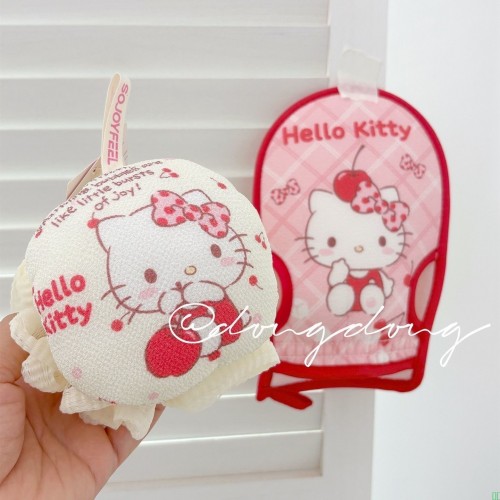 正版Hellokitty卡通可爱搓澡巾强力搓泥无痛下灰成人家用洗澡手套