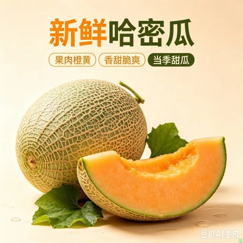 新疆正宗哈密瓜当季新鲜水果整箱包邮、皮薄肉厚、爆甜多汁、老少皆宜、现摘现发