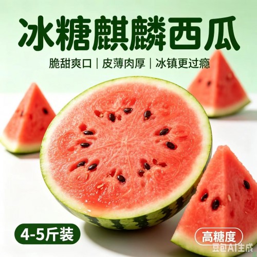 冰糖麒麟西瓜新鲜脆甜薄皮沙瓤西瓜当季水果4-5斤装