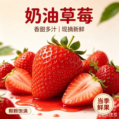 奶油草莓新鲜现摘当季水果香甜多汁红颜草莓礼盒装