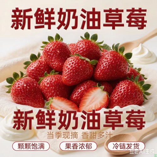 新鲜奶油草莓 当季现摘大颗草莓 香甜多汁孕妇水果 冷链发货