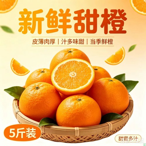 新鲜甜橙5斤装当季橙子薄皮多汁脐橙新鲜水果现摘现发